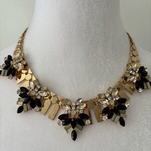 Costume Gold and Black Floral Necklace